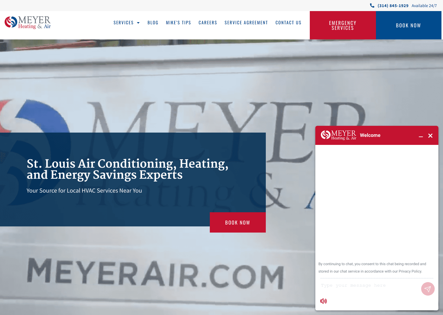 Meyer Heating & Air website screenshot